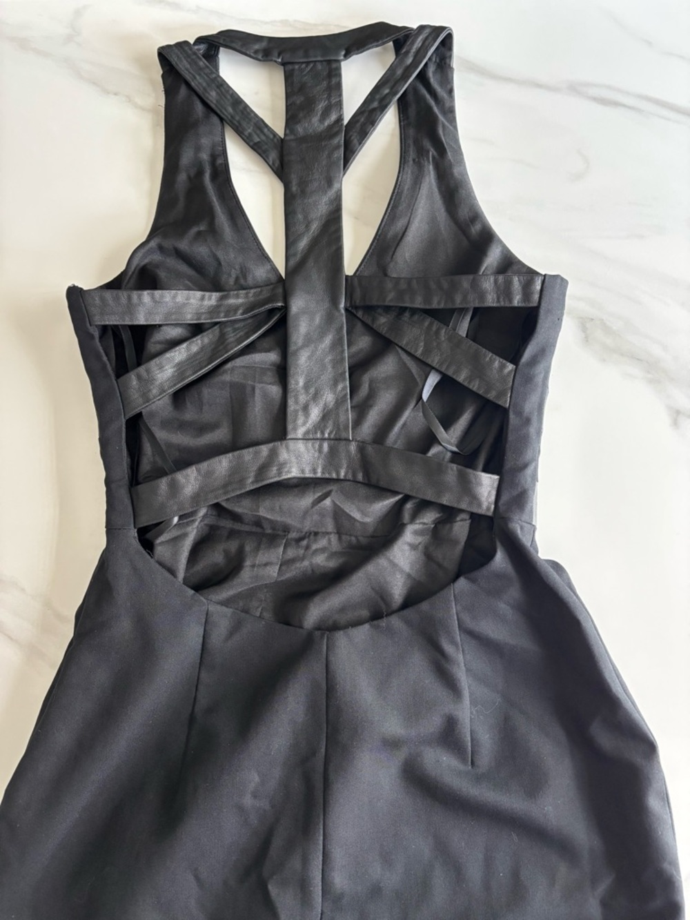bebe Black Sleeveless Dress with Leather Trim Black Gothic size XS - Picture 4 of 10
